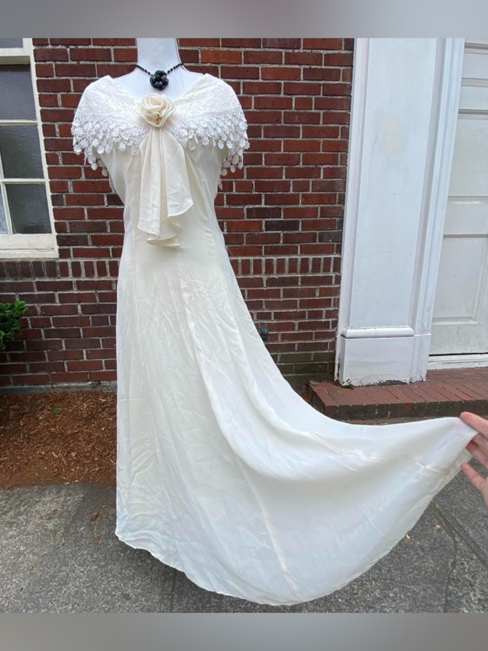 Vintage 90s Lace Wedding Dress Gown Victorian